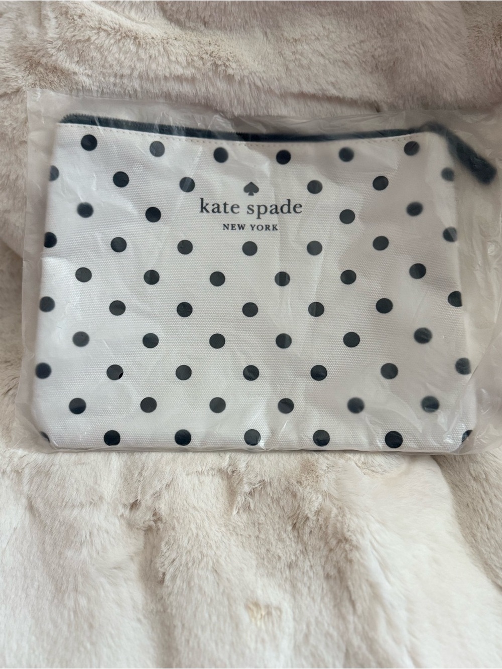kate spade White and Black Polka Dot Makeup Pouch
